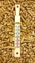 Thermometer on Wood Pellets