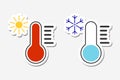 Two Thermometers with sun and snowflake - stickers