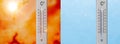 Thermometers with above 40ÃÂ° C T and below -20ÃÂ° C temperatures Royalty Free Stock Photo