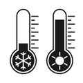 Thermometers with high and low temperatures graphic icons