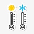 Thermometers with high and low temperature sticker