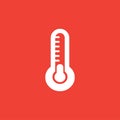 Thermometers Icon On Red Background. Red Flat Style Vector Illustration