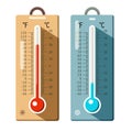 Thermometers Icons Set. Summer and Winter