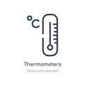 thermometers outline icon. isolated line vector illustration from tools and utensils collection. editable thin stroke thermometers Royalty Free Stock Photo