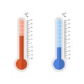 Thermometers set cold and hot on a white background