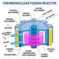 Thermonuclear fusion reactor diagram. Vector. Way to new energy. Device that receives energy from thermonuclear fusion