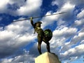 THERMOPYLAE, GREECE - DECEMBER 2017: Leonidas statue at the Memorial to the 300 spartans, Thermopylae, Pthiotis, Greece.