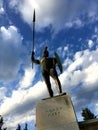 THERMOPYLAE, GREECE - DECEMBER 2017: Leonidas statue at the Memorial to the 300 spartans, Thermopylae, Pthiotis, Greece.