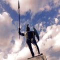 THERMOPYLAE, GREECE - DECEMBER 2017: Leonidas statue at the Memorial to the 300 spartans, Thermopylae, Pthiotis, Greece.