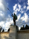 THERMOPYLAE, GREECE - DECEMBER 2017: Leonidas statue at the Memorial to the 300 spartans, Thermopylae, Pthiotis, Greece.