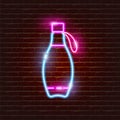 Thermos bottle neon icon. Eco friendly style. Zero waste concept