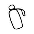 Thermos bottle vector icon. Water flask sign. Vector illustration in doodle style. Isolated Royalty Free Stock Photo