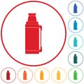 Thermos container icon, camping and hiking equipment