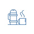 Thermos and mug line icon concept. Thermos and mug flat  vector symbol, sign, outline illustration. Royalty Free Stock Photo