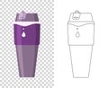 Thermos vector vacuum flask or bottle with hot drink coffee or tea illustration set of metal bottled container or Royalty Free Stock Photo