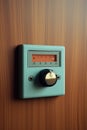 thermostat control panel on a wall