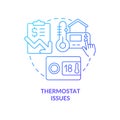Thermostat issues blue gradient concept icon