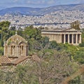 Theseion temple and holy Apostles church, Athens Royalty Free Stock Photo