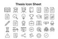 Thesis Vector Icon Set for Graduate Research Projects Academic Dissertation Study Royalty Free Stock Photo