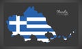 Thessalia map of Greece with Greek national flag illustration Royalty Free Stock Photo