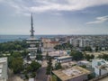 Thessaloniki, Greece aerial drone view of empty International trade TIF fair.