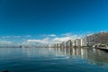 Midday shot of the sea of thessaloniki ,the port the buildings