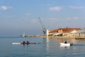 Water sports and rowing training on Aegean Sea, Thessaloniki, Greece