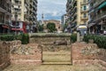 Ruins of Roman Forum in the center of city of Thessaloniki, Central Macedonia, Greece. Gal Royalty Free Stock Photo