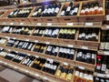 Greek wines on sale at the supermarket. Royalty Free Stock Photo