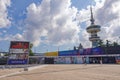 Thessaloniki, Greece entrance to 87th TIF International fair taking place from 09 to 17 September 2023, with banners. Bulgaria is