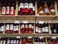 Greek wines on sale at supermarket. Royalty Free Stock Photo