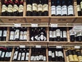 Greek wines on sale at supermarket. Royalty Free Stock Photo