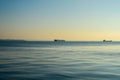 View to Thermaikos sea and boat silhouettes Royalty Free Stock Photo