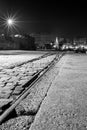 Thessaloniki, Greece, night harbor rails