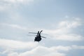 Boeing CH-47 Chinook during an air show. Greek Air Force twin-engine lift helicopter flying on Thessaloniki, Greece during the 28 Royalty Free Stock Photo