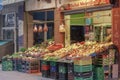 Thessaloniki, Greece Greek greengrocer shop with fruits. Royalty Free Stock Photo