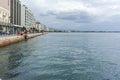 THESSALONIKI, GREECE - SEPTEMBER 30, 2017: Amazing view of embankment of city of Thessaloniki, Central Macedonia Royalty Free Stock Photo