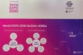 Busan, Korea World Expo 2030 Candidate banner with logo on display at an international fair