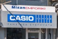 Logo and sign of Casio on Casio center in Thessaloniki.