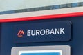 Logo and sign of Eurobank. Logo of fourth largest bank in Greece Royalty Free Stock Photo