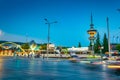 THESSALONIKI, GREECE, SEPTEMBER 8, 2017: Night view of the Expo grounds in Thessaloniki, Greece Royalty Free Stock Photo