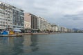 Panorama of embankment of city of Thessaloniki, Central Macedonia, Greece Royalty Free Stock Photo