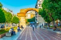 THESSALONIKI, GREECE, SEPTEMBER 11, 2017: People are strolling between Rotunda of Galerius and Galerius arch in Thessaloniki, Royalty Free Stock Photo