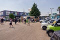 Thessaloniki, Greece Visitors outside pavilions of the 87th TIF International fair, taking place from 09 to 17 September 2023