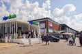 Thessaloniki, Greece Visitors outside pavilions of the 87th TIF International fair, taking place from 09 to 17 September 2023