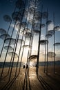 Thessaloniki, Greece. Waterfront promenade design and umbrella sculpture