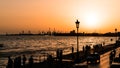 Thessaloniki Port at Dusk Time, with people, car traffic