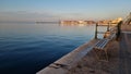 thessaloniki or salonica in sunrise hour sea dock sun in greece