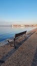 thessaloniki or salonica in sunrise hour sea dock sun in greece Royalty Free Stock Photo