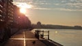 thessaloniki or salonica in sunrise hour sea dock sun in greece